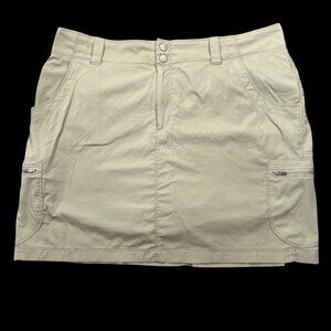 L.L.Bean Womens Olive Green Hiking Nylon Golf Skort Inner Shorts Size 14 Reg